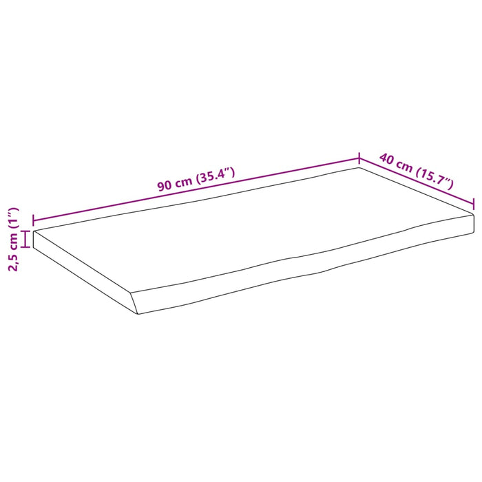 Blat de masă contur organic 90x40x2,5 cm lemn masiv mango brut - WALTI WALTI
