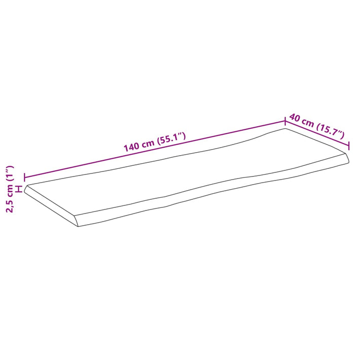 Blat de masă contur natural 140x40x2,5 cm lemn masiv mango brut WALTI