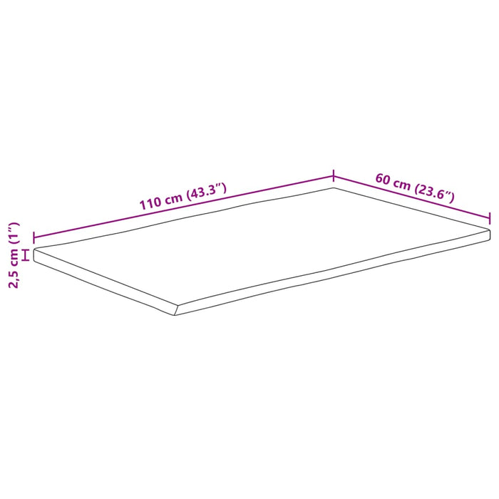Blat de masă contur organic 110x60x2,5 cm lemn masiv mango brut - WALTI WALTI