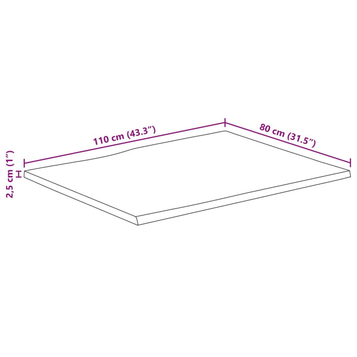 Blat de masă contur organic 110x80x2,5 cm lemn masiv mango brut - WALTI WALTI