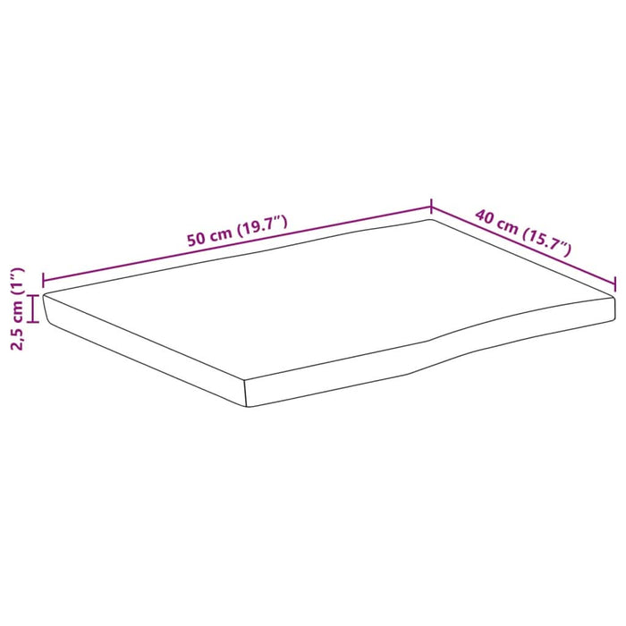 Blat masă cu margini naturale, 50x40x2,5 cm, lemn masiv mango - WALTI WALTI