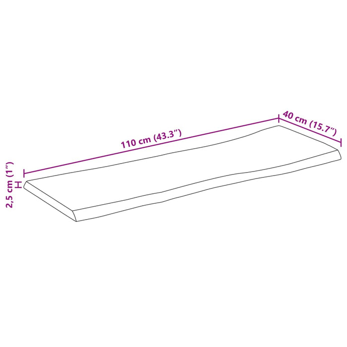 Blat masă cu margini naturale, 110x40x2,5 cm, lemn masiv mango WALTI