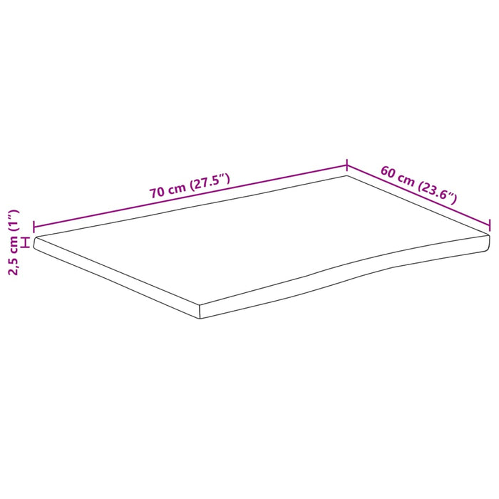 Blat masă cu margini naturale, 70x60x2,5 cm, lemn masiv mango WALTI