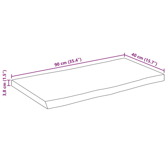 Blat masă cu margini, 90x40x3,8 cm, lemn masiv mango WALTI
