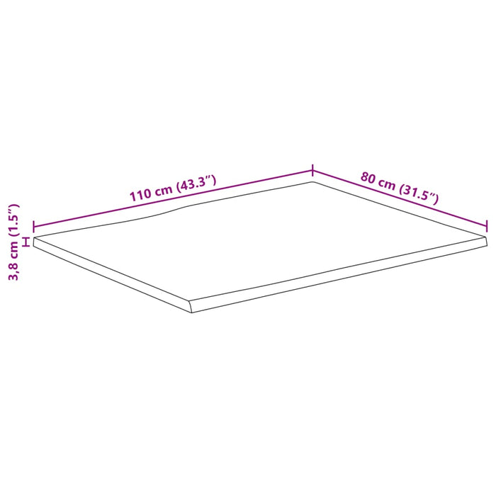 Blat masă cu margini, 110x80x3,8 cm, lemn masiv mango WALTI