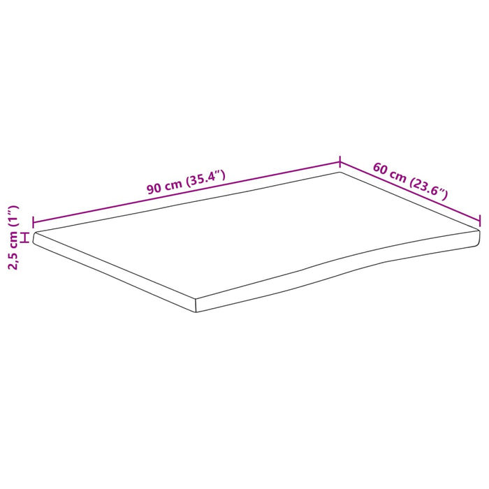 Blat masă 90x60x2,5 cm lemn masiv mango - WALTI WALTI