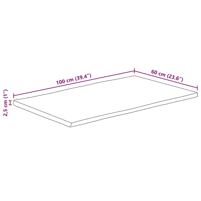 Blat masă 100x60x2,5 cm lemn masiv mango WALTI
