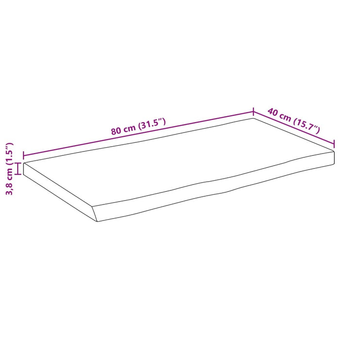 Blat masă cu margini, 80x40x3,8 cm, lemn masiv mango - WALTI WALTI
