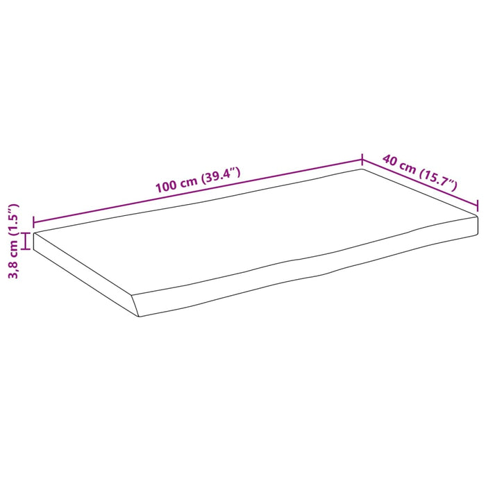 Blat masă cu margini, 100x40x3,8 cm, lemn masiv mango WALTI