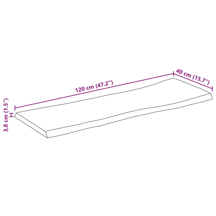 Blat masă cu margini, 120x40x3,8 cm, lemn masiv mango WALTI