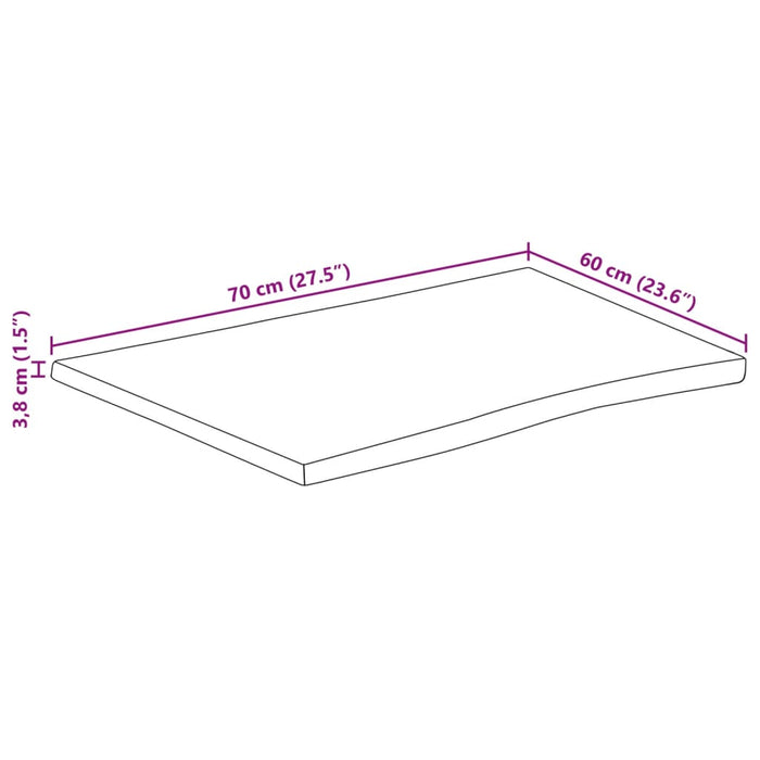 Blat masă cu margini, 70x60x3,8 cm, lemn masiv mango WALTI