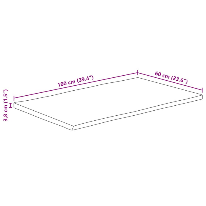 Blat masă cu margini, 100x60x3,8 cm, lemn masiv mango - WALTI WALTI