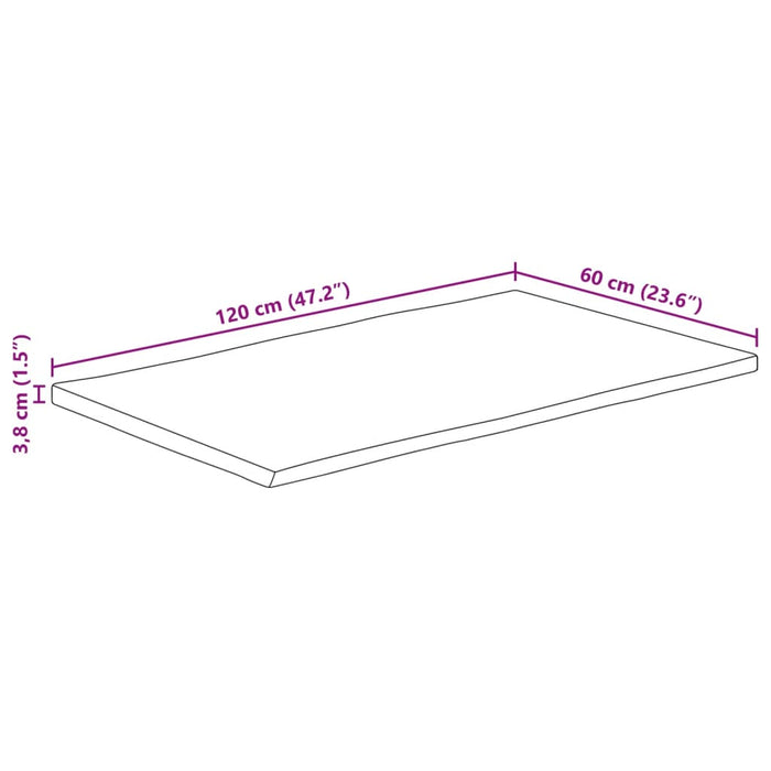 Blat masă cu margini, 120x60x3,8 cm, lemn masiv mango - WALTI WALTI
