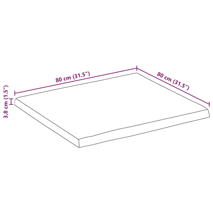 Blat masă cu margini, 80x80x3,8 cm, lemn masiv mango WALTI