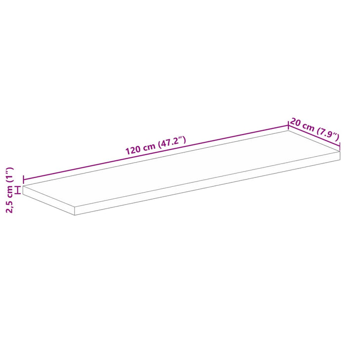 Blat masă 120x20x2,5 cm lemn solid dreptunghiular de acacia WALTI