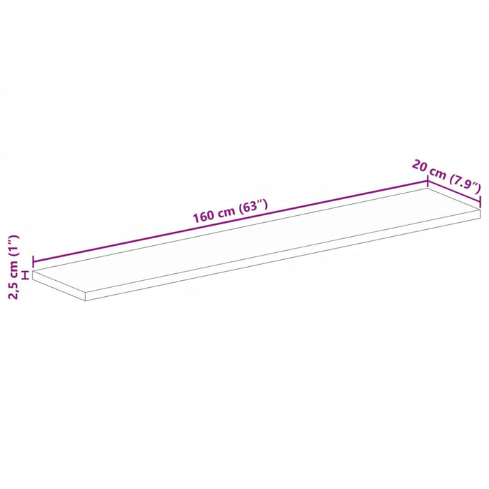 Blat masă 160x20x2,5 cm lemn solid dreptunghiular de acacia - WALTI WALTI