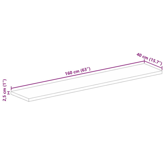 Blat masă 160x40x2,5 cm lemn solid dreptunghiular de acacia WALTI