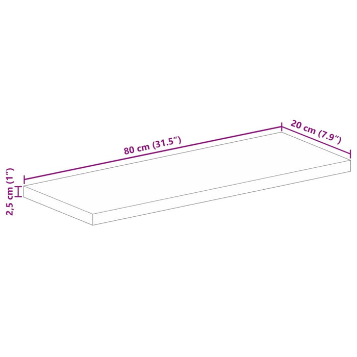 Blat masă 80x20x2,5 cm lemn masiv dreptunghiular de mango WALTI