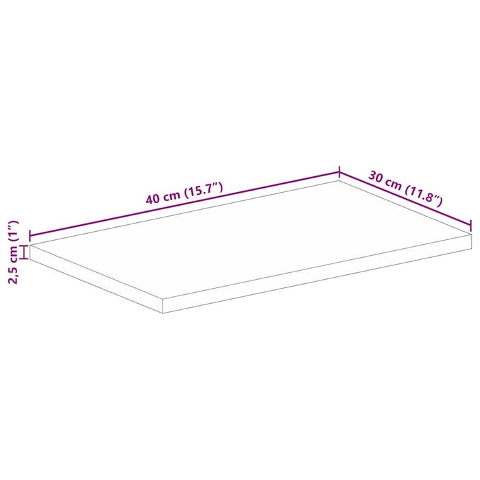 Blat masă 40x30x2,5 cm lemn masiv dreptunghiular de mango - WALTI WALTI