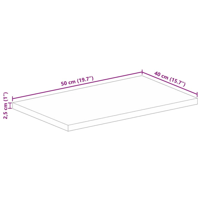 Blat masă 50x40x2,5 cm lemn masiv dreptunghiular de mango - WALTI WALTI