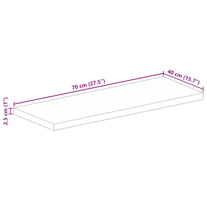 Blat masă 70x40x2,5 cm lemn masiv dreptunghiular de mango - WALTI WALTI