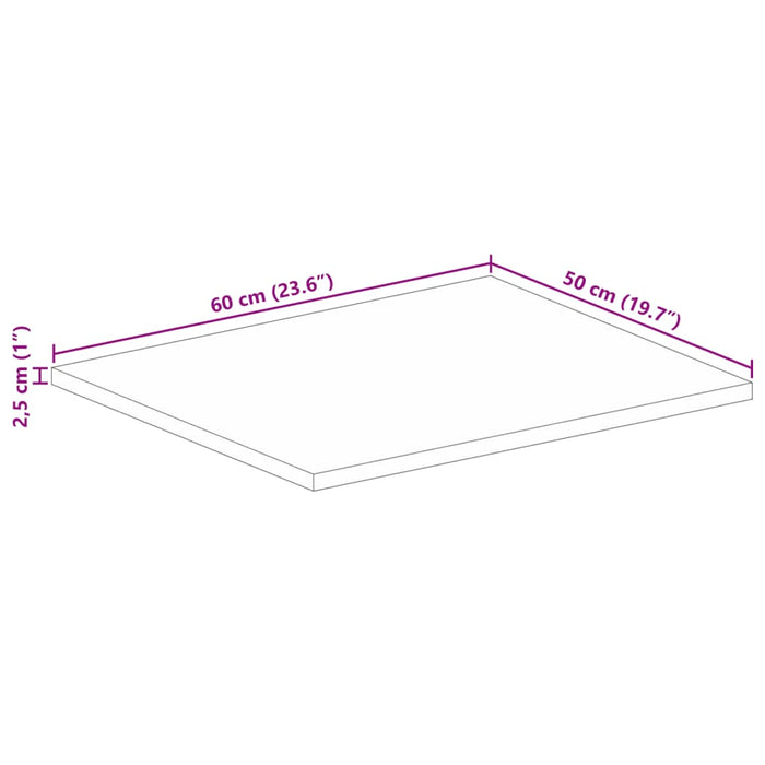 Blat masă 60x50x2,5 cm lemn masiv dreptunghiular de mango - WALTI WALTI