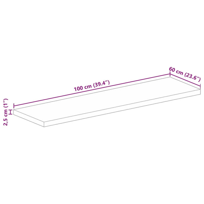 Blat masă 100x60x2,5 cm lemn solid dreptunghiular de mango WALTI