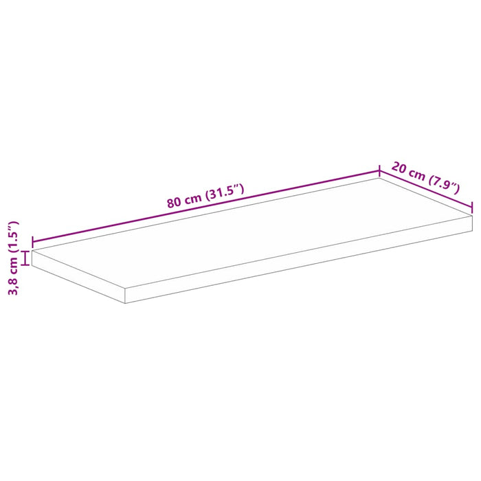 Blat masă 80x20x3,8 cm lemn masiv dreptunghiular de mango WALTI