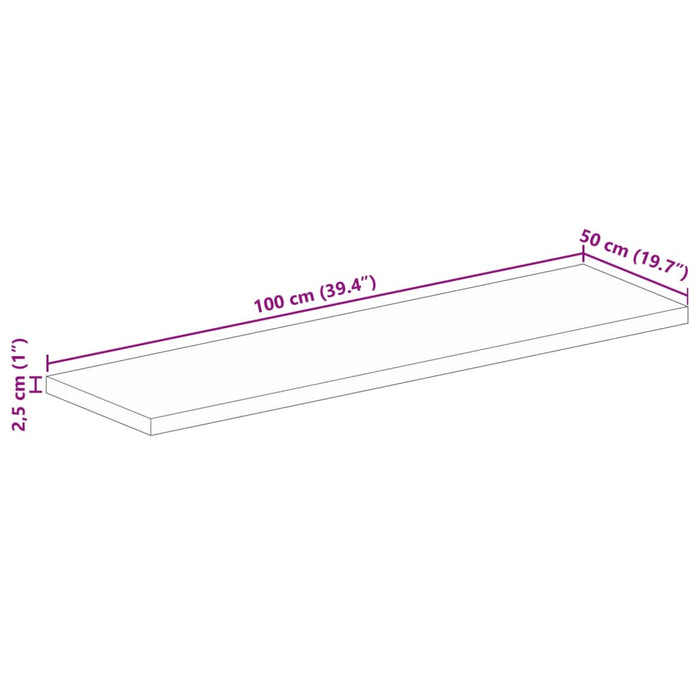 Blat de masă 100x50x2,5 cm dreptunghiular, lemn masiv de mango - WALTI WALTI