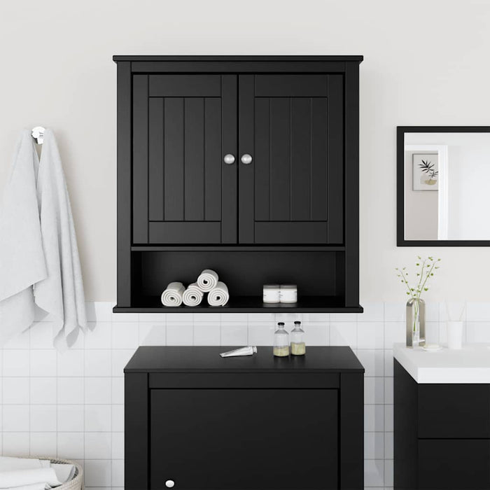 Dulap de baie de perete "BERG" negru 69,5x27x71,5 cm lemn masiv - WALTI WALTI