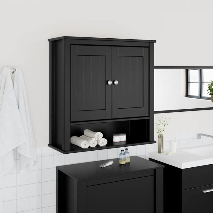 Dulap de baie de perete "BERG" negru 69,5x27x71,5 cm lemn masiv - WALTI WALTI