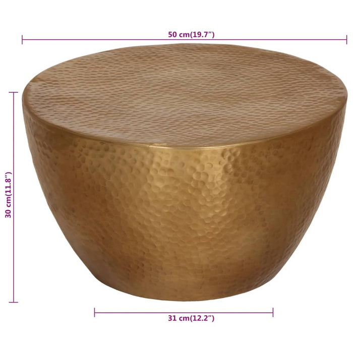 Măsuță de cafea, alamă, Ø 50x30 cm, aluminiu bătut la ciocan WALTI
