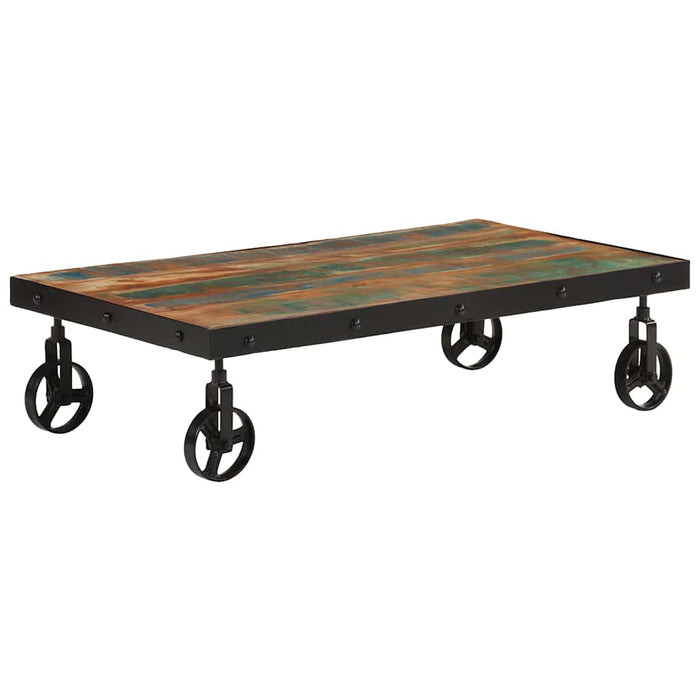 Măsuță de cafea cu roți, 100x55x26 cm, lemn masiv reciclat - WALTI WALTI