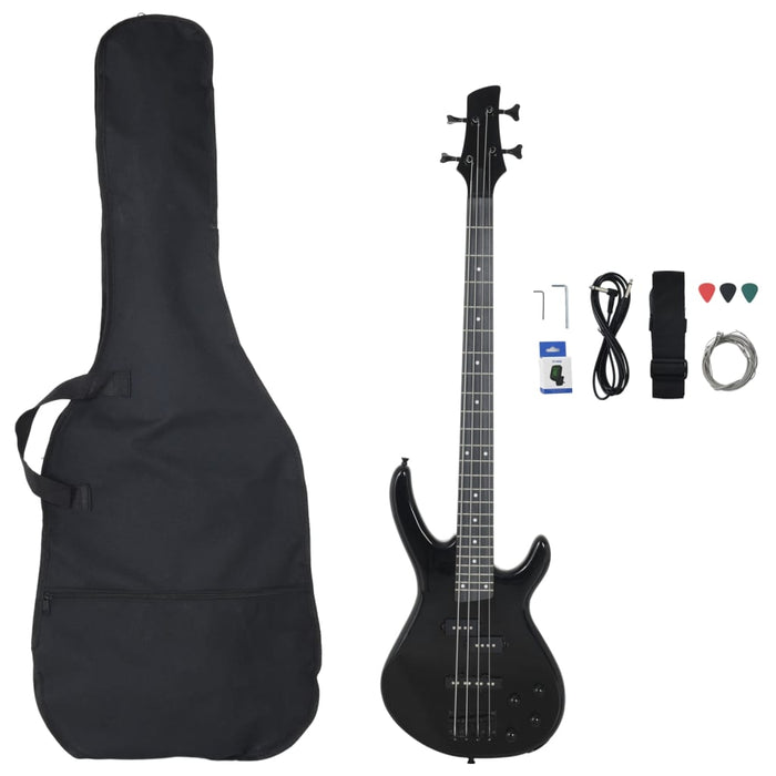 Chitara bass electrică începători, cu husă, negru, 4/4 46" - WALTI WALTI