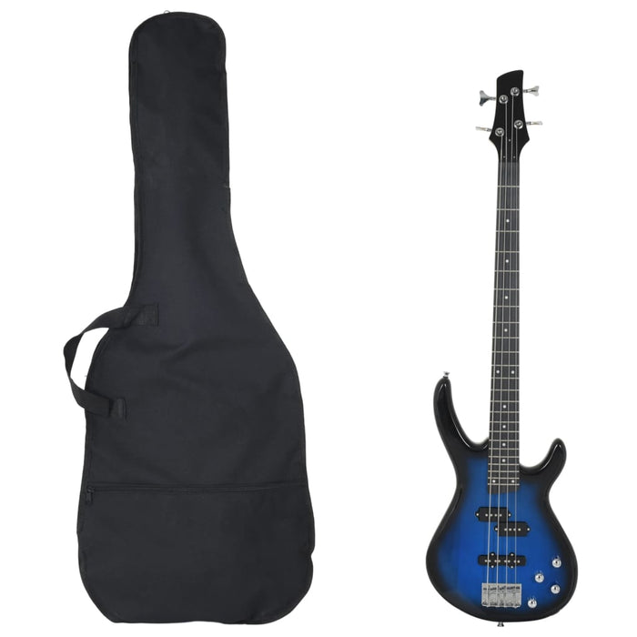 Chitara bass electrică începători, husă, albastru/negru 4/4 46" - WALTI WALTI
