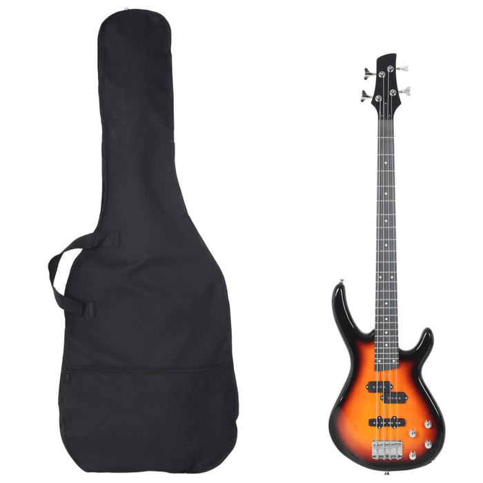 Chitara bass electrică începători, cu husă, maro/negru, 4/4 46" - WALTI WALTI