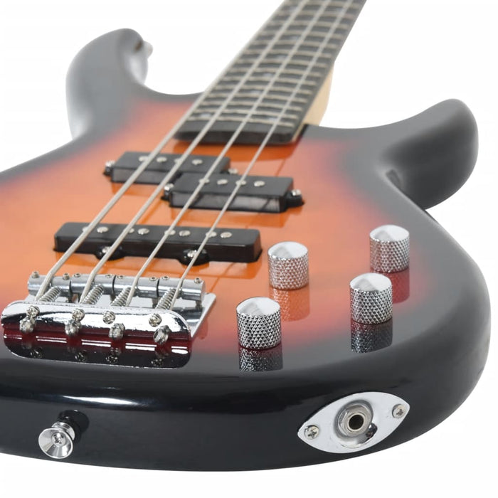 Chitara bass electrică începători, cu husă, maro/negru, 4/4 46" - WALTI WALTI