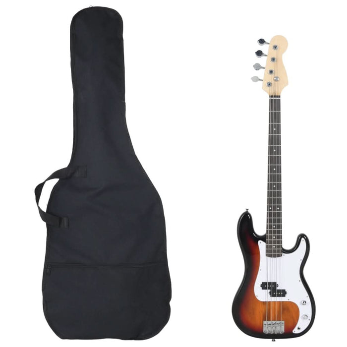 Chitara bass electrică începători, cu husă, maro/alb, 4/4 46" - WALTI WALTI