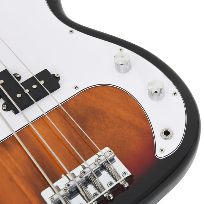Chitara bass electrică începători, cu husă, maro/alb, 4/4 46" - WALTI WALTI