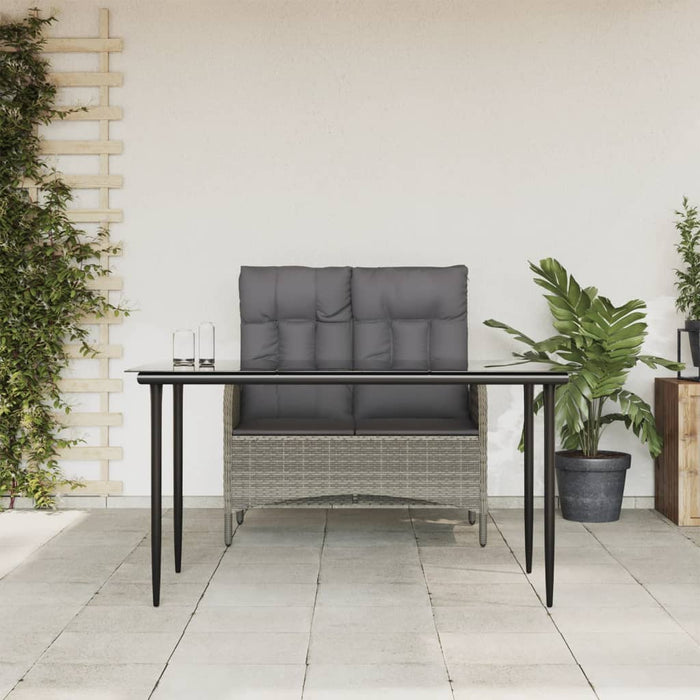 Set mobilier de grădină cu perne, 2 piese, gri, poliratan - WALTI WALTI