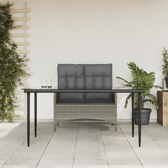 Set mobilier de grădină cu perne, 2 piese, gri, poliratan - WALTI WALTI
