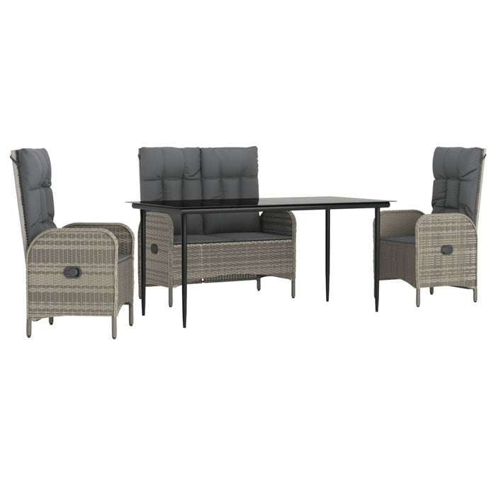 Set mobilier de grădină cu perne, 4 piese, gri, poliratan - WALTI WALTI