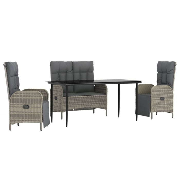 Set mobilier de grădină cu perne, 4 piese, gri, poliratan - WALTI WALTI