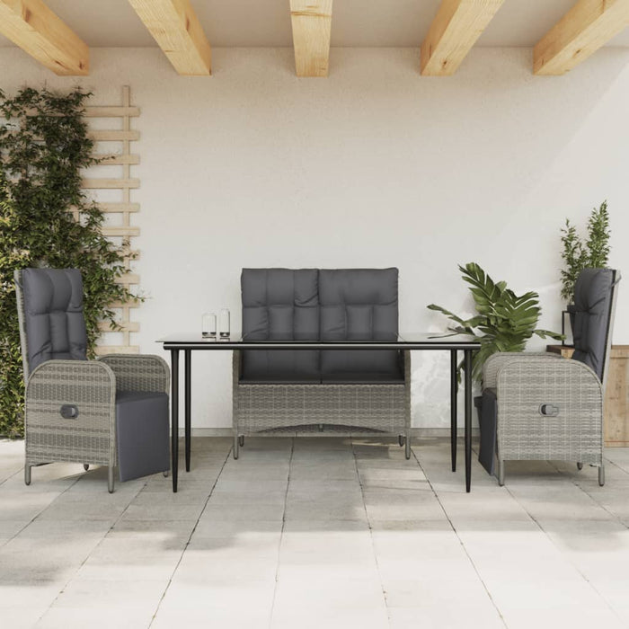 Set mobilier de grădină cu perne, 4 piese, gri, poliratan - WALTI WALTI