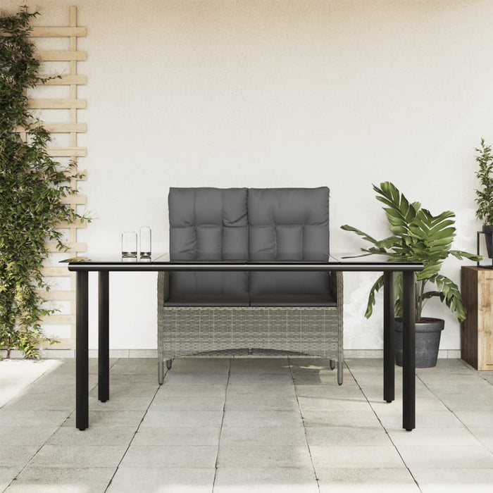 Set mobilier de grădină cu perne, 2 piese, gri, poliratan - WALTI WALTI