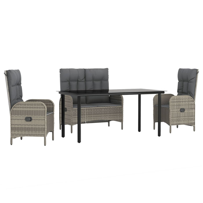Set mobilier de grădină cu perne, 4 piese, gri, poliratan - WALTI WALTI