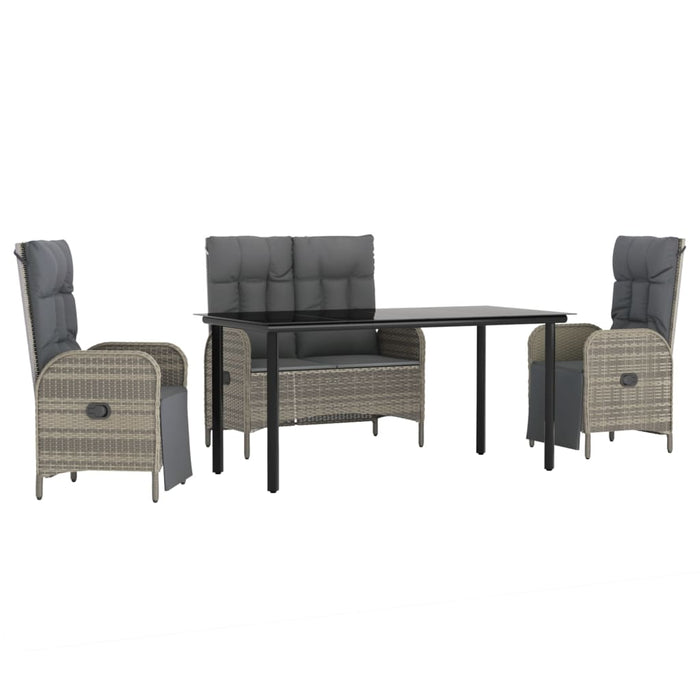 Set mobilier de grădină cu perne, 4 piese, gri, poliratan - WALTI WALTI