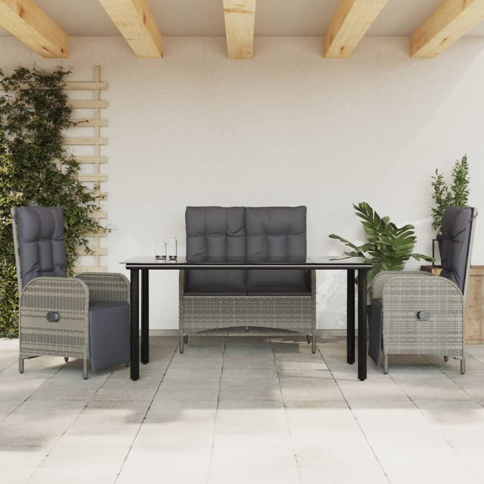 Set mobilier de grădină cu perne, 4 piese, gri, poliratan - WALTI WALTI