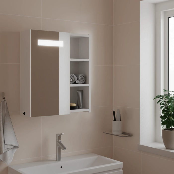 Dulap cu oglindă de baie cu lumină LED, alb, 45x13x52 cm - WALTI WALTI