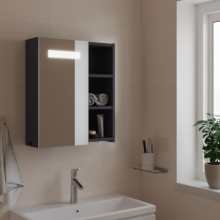 Dulap cu oglindă de baie cu lumină LED, gri, 45x13x52 cm - WALTI WALTI